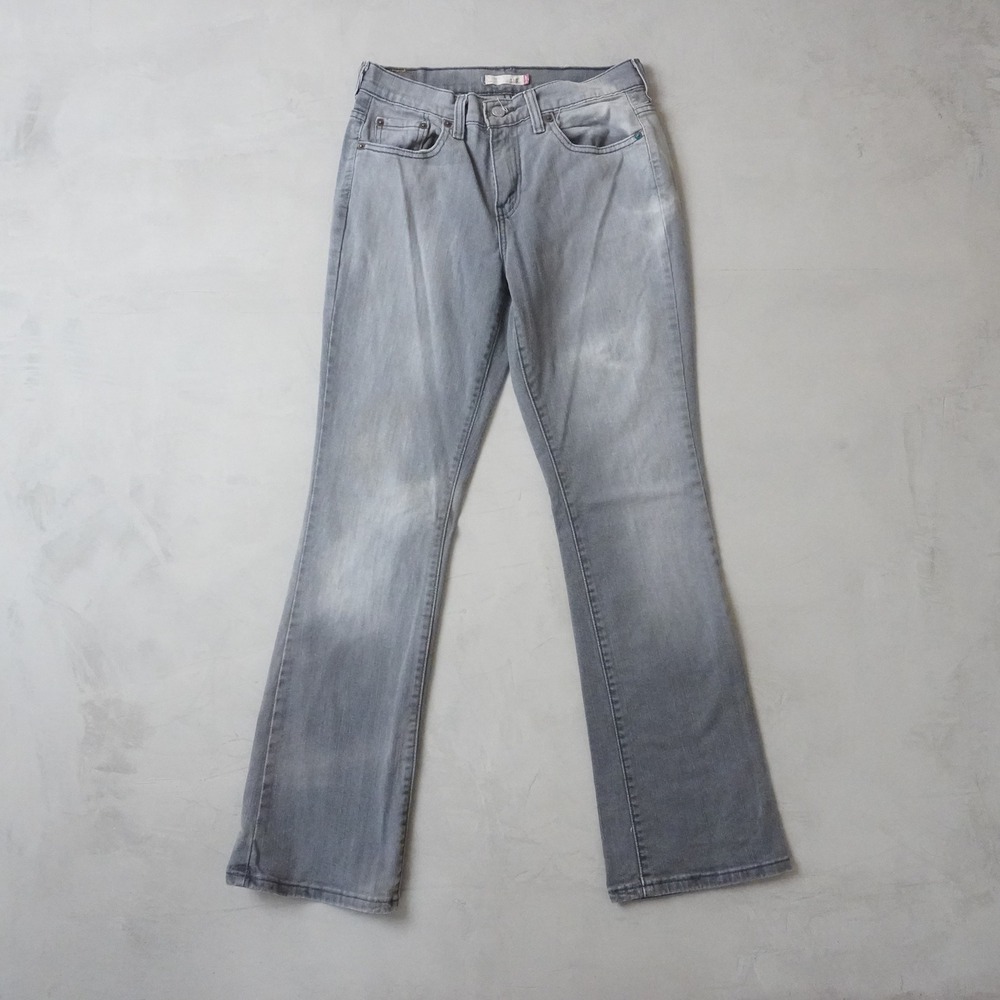 Levis 515 Bootcut Jeans 4M Womens Grey Faded Stretch Denim Mid Rise Pants Y2K